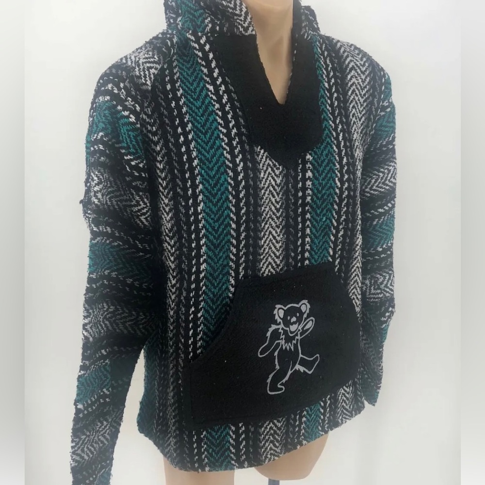 Earth Ragz Grateful Dead Adult Striped Rasta Dancing Bear Black Green Stripe S
